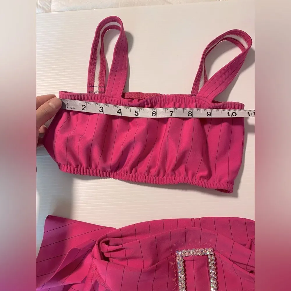 Kelle solo dance costume 2 piece hot pink pin stripe jazz contemporary LC